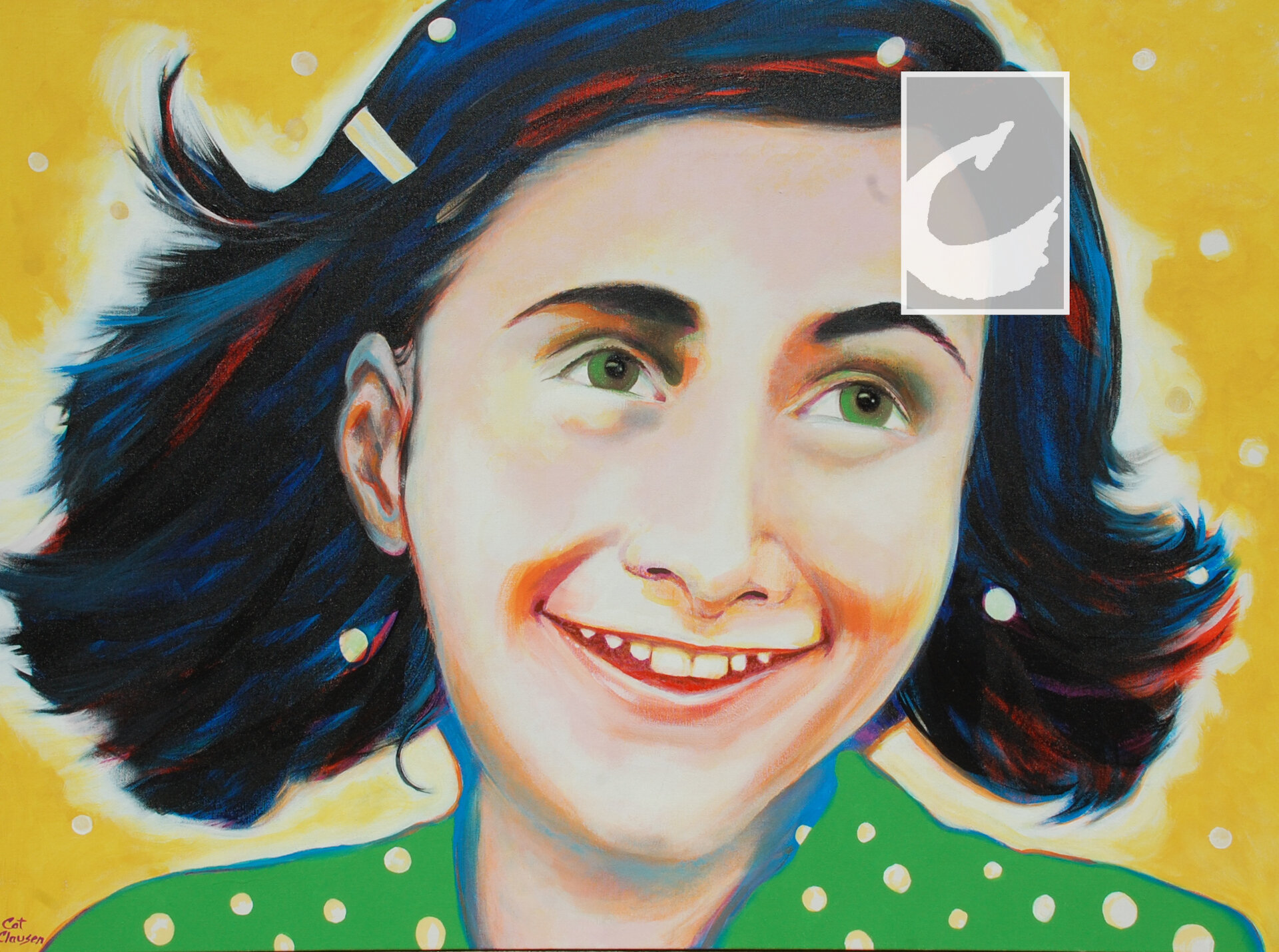 ANNE FRANK (This one-of-a-kind original painting stands alone in 